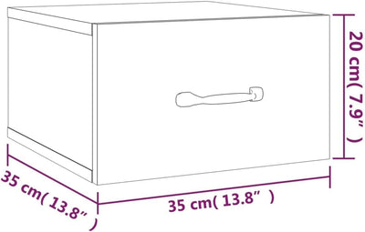 FIRBNUS 35x35x20 cm Nachtkommode Nachtschränkchen Wand-Nachttisch Betongrau Bett Kommode Nachtschran