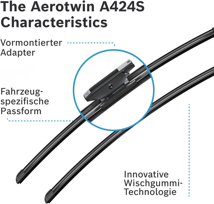 Wischerblatt Bosch Aerotwin A424S, Länge: 600mm/550mm — 1 Satz für die Windschutzscheibe (vorne)