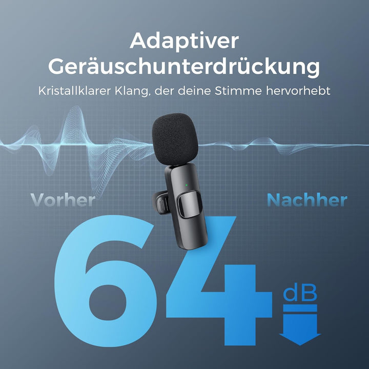 YRF Kabelloses Lavalier Mikrofon für iPhone, Mikrofon handy, mini Mikrofon, USB C/Lightning Mikrofon