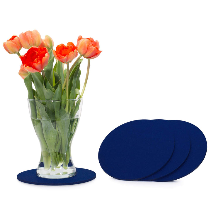 FILU Filzuntersetzer rund 25cm 4er Pack (Farbe wählbar) dunkelblau - Untersetzer aus Filz für Tisch