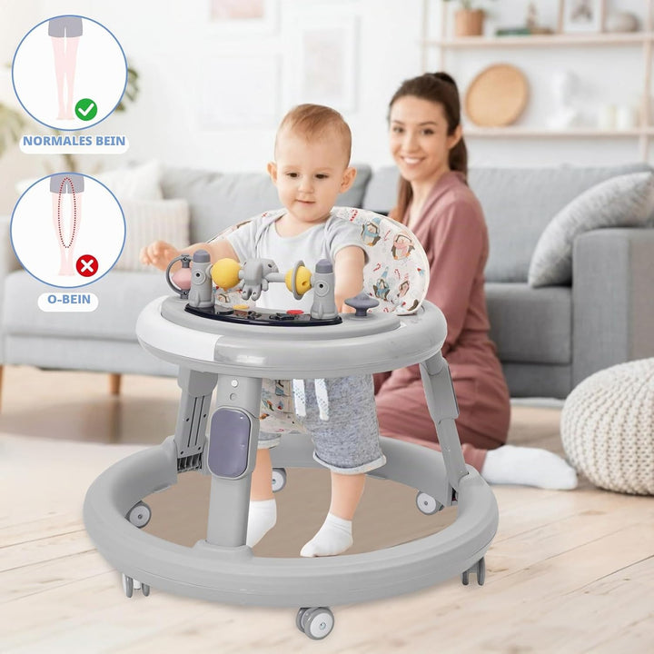 3in1 Baby Lauflernwagen(mit Spiel-Aktivitätscenter,Esstablett und Fussmatten),Höhenverstellung,Anti-