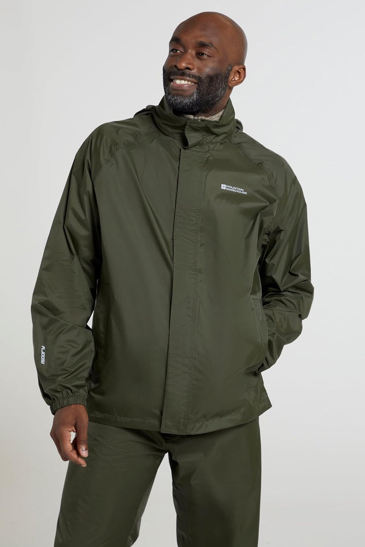 Mountain Warehouse Pakka Herren Wasserdicht Leichte verpackbare Regen Renn Sport Jacke XXS Dunkel Kh