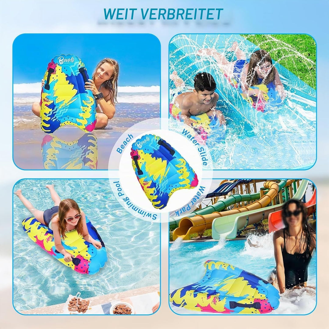 Luftmatratze Wasser für Kinder &amp; Erwachsene, FainFun Surfbrett Aufblasbar, Bodyboard mit Griffen, Wa