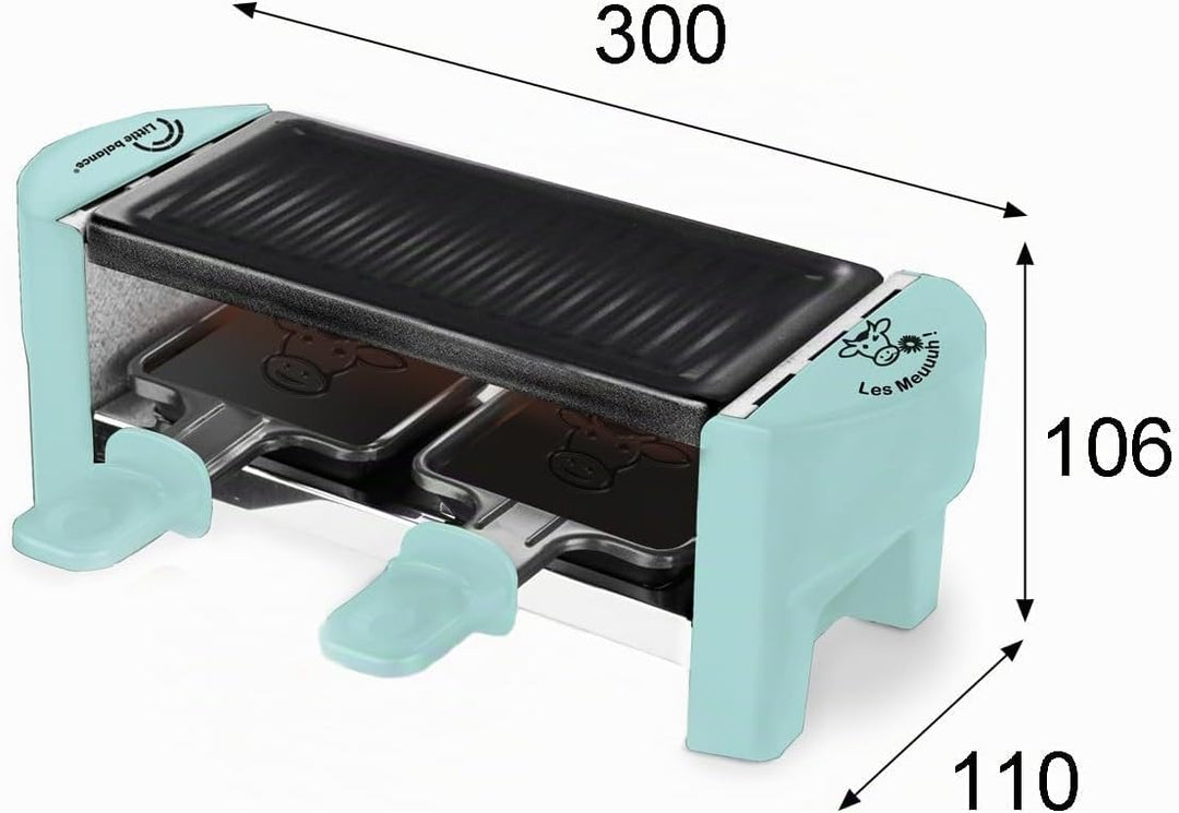 LITTLE BALANCE 8617 Raclette 2 Meuuh…!, Raclette 1/2 Personen, abnehmbarer Grill, 2 Spatel + 2 Brett