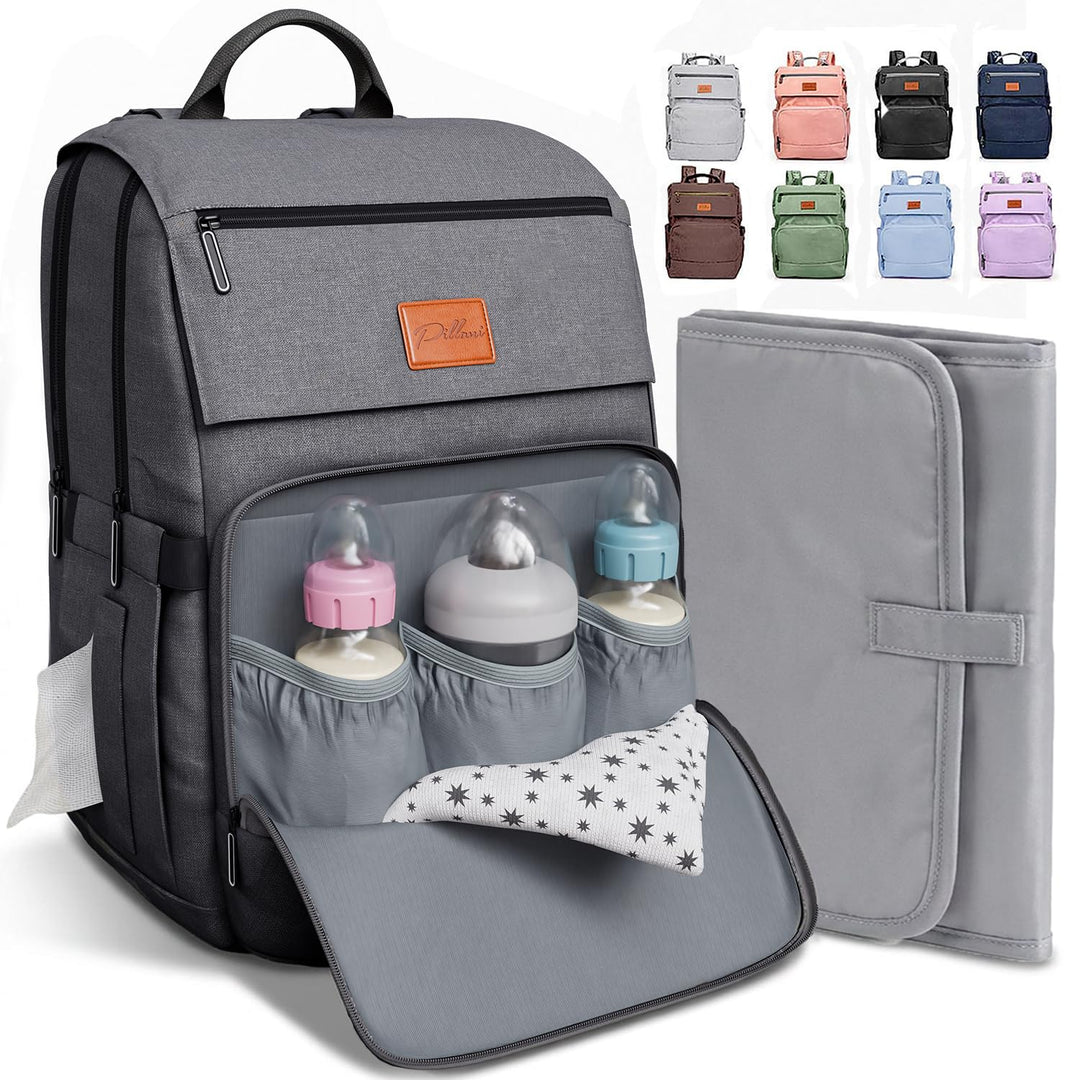 PILLANI Baby-Wickeltaschen-Rucksack – grosse Tasche für Jungen und Mädchen – Wickelrucksack – Reise-