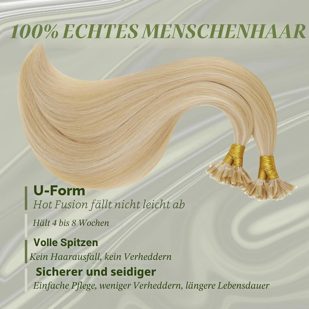 RUNATURE Bondings Extensions Echthaar Blond Highlight 30cm Extensions Echthaar Bondings Unsichtbare
