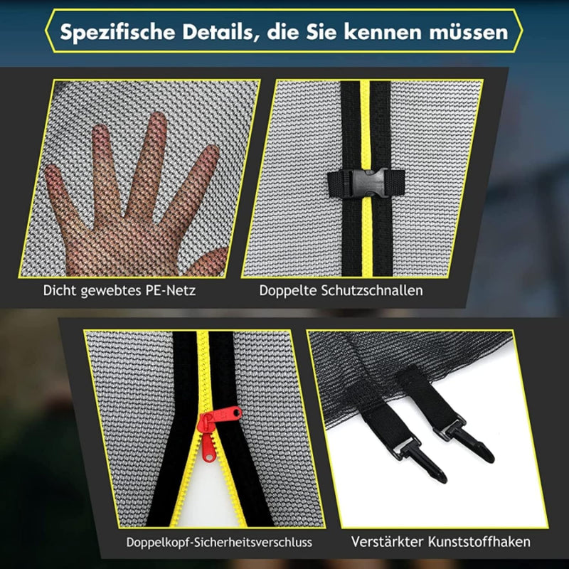 GYMAX Sicherheitsnetz für Trampolin Ø 244/305/366/427/457/487 cm, UV-beständiges & reissfestes Ersat