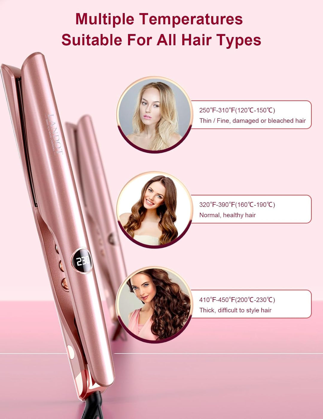 LANDOT 2-IN-1 Glätteisen und Lockenstab: Glätteisen Locken und Glätten - Professioneller HHaarglätte