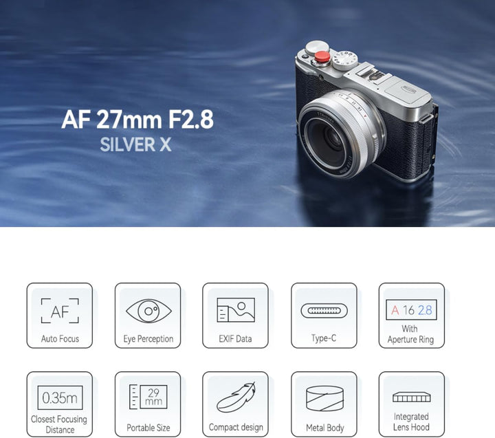 TTARTISAN AF 27mm F2.8 Fuji X Autofokus Objektiv, APS-C Ultrakompaktes Pancake-Objektiv Leichtes Des