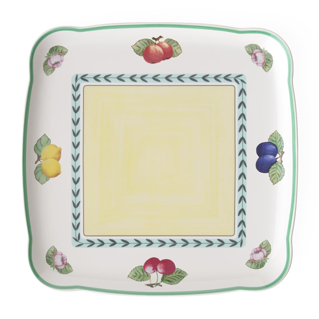 Villeroy und Boch CharmundBreakfast French Garden Platte quadratisch, Premium Porzellan, White, 30cm