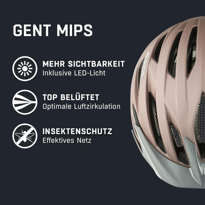 ALPINA Gent MIPS - Reflektierender, Optimal Sichtbarer & Sicherer MIPS Fahrradhelm mt Fliegennetz Fü