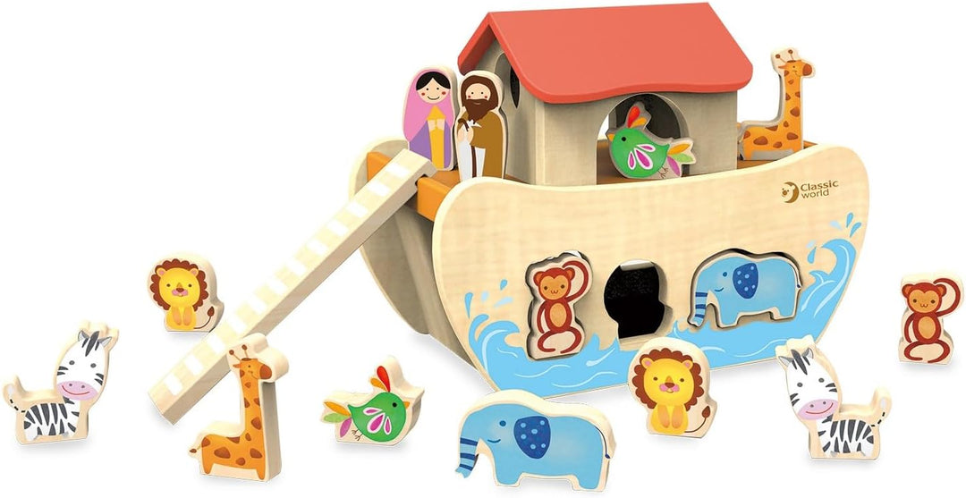 Steckspiel Arche Noah Holz Steckspielzeug Steckpuzzle Lernspielzeug Motorik Kind