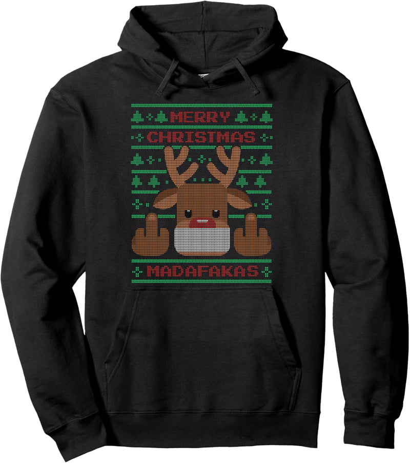 Merry Christmas Madafakas Weihnachten Ugly Sweater mit Elch Pullover Hoodie