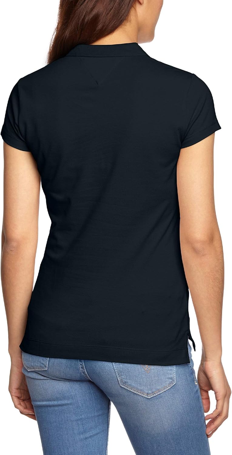 Tommy Hilfiger Damen Poloshirt Kurzarm Heritage Slim Fit, Blau (Midnight)