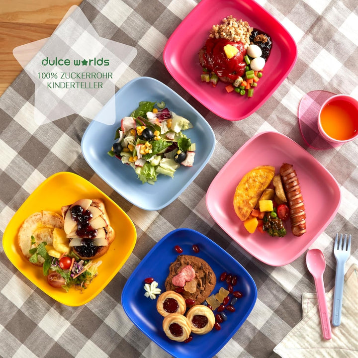 Dulce Worlds USDA-zertifizierte Zuckerrohr-Kinderteller – gesündestes und sicherstes Plastikgeschirr