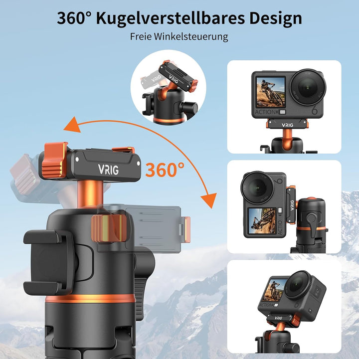 VRIG AC-90S Selfie Stick Stativ für DJI Osmo Action 6/5 Pro/ 4/ Osmo 360 | 55 cm Verlängerungsstab m