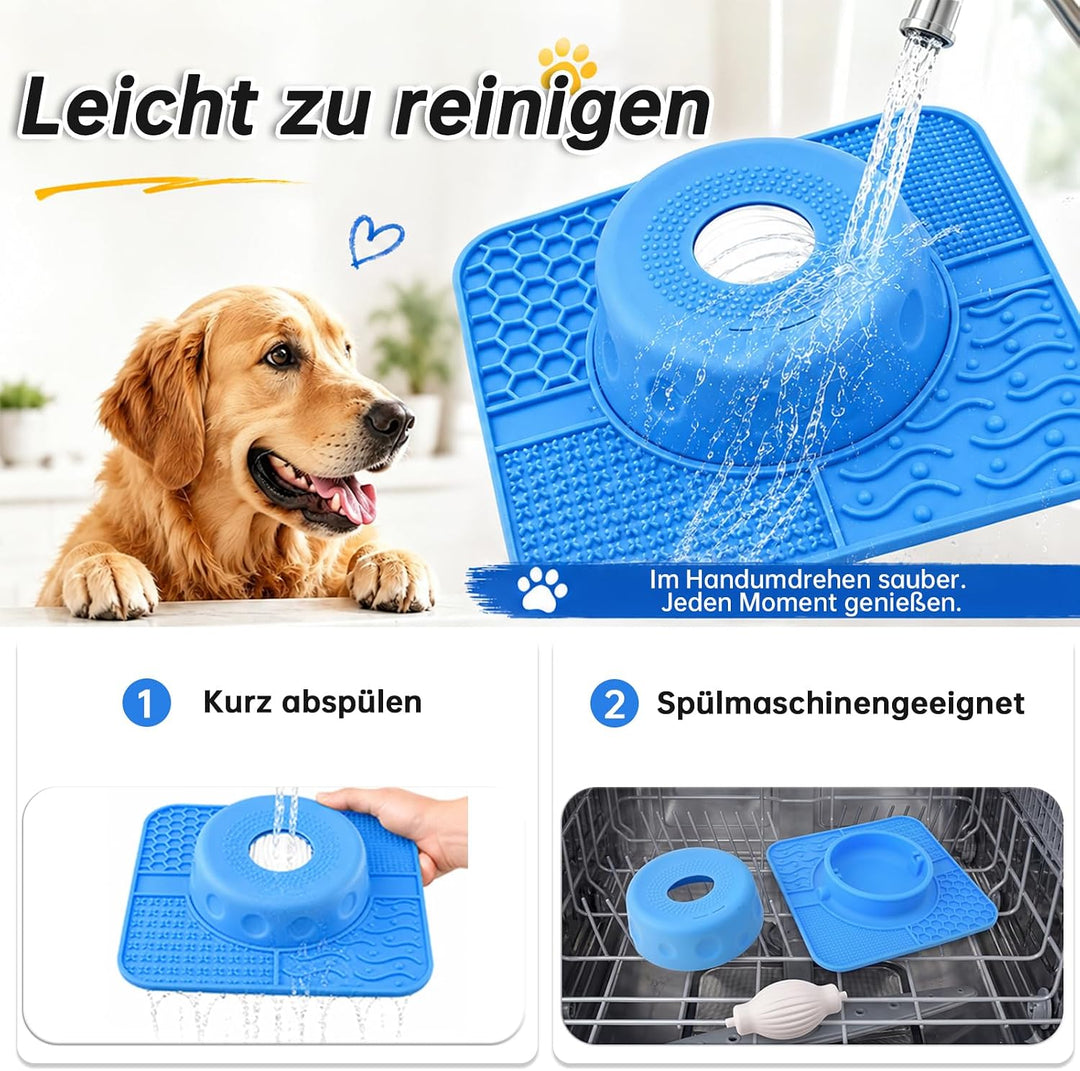 Anti Schling Napf &amp; Schleckmatte für Hunde, für flüssige Leckerlis, M
