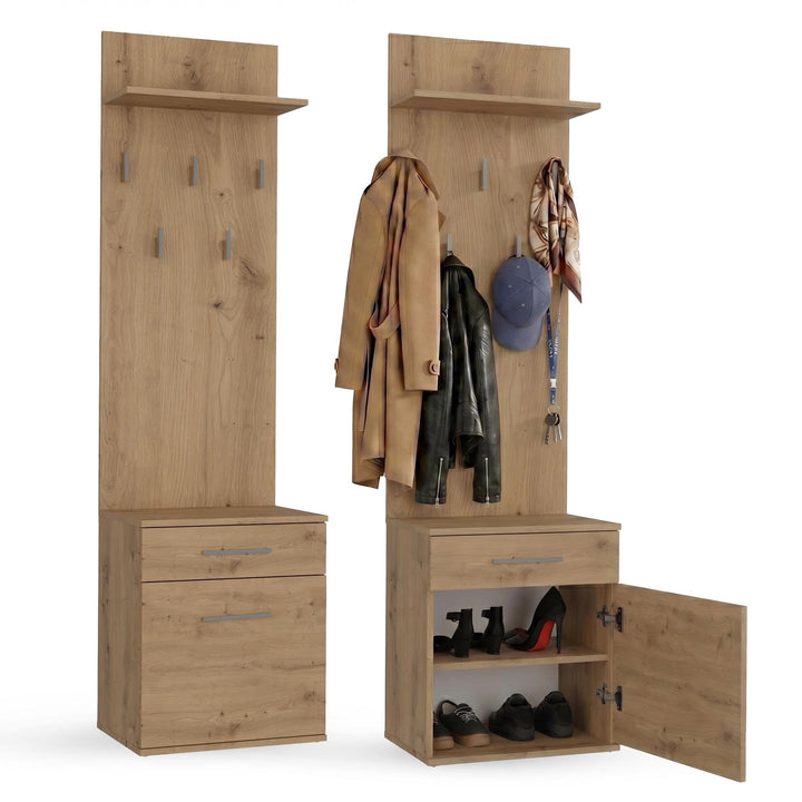 CDF Garderobe Schuhschrank Flurgarderobe Garderobenpaneel Eingangsschrank mit Kleiderhaken Jackenauf