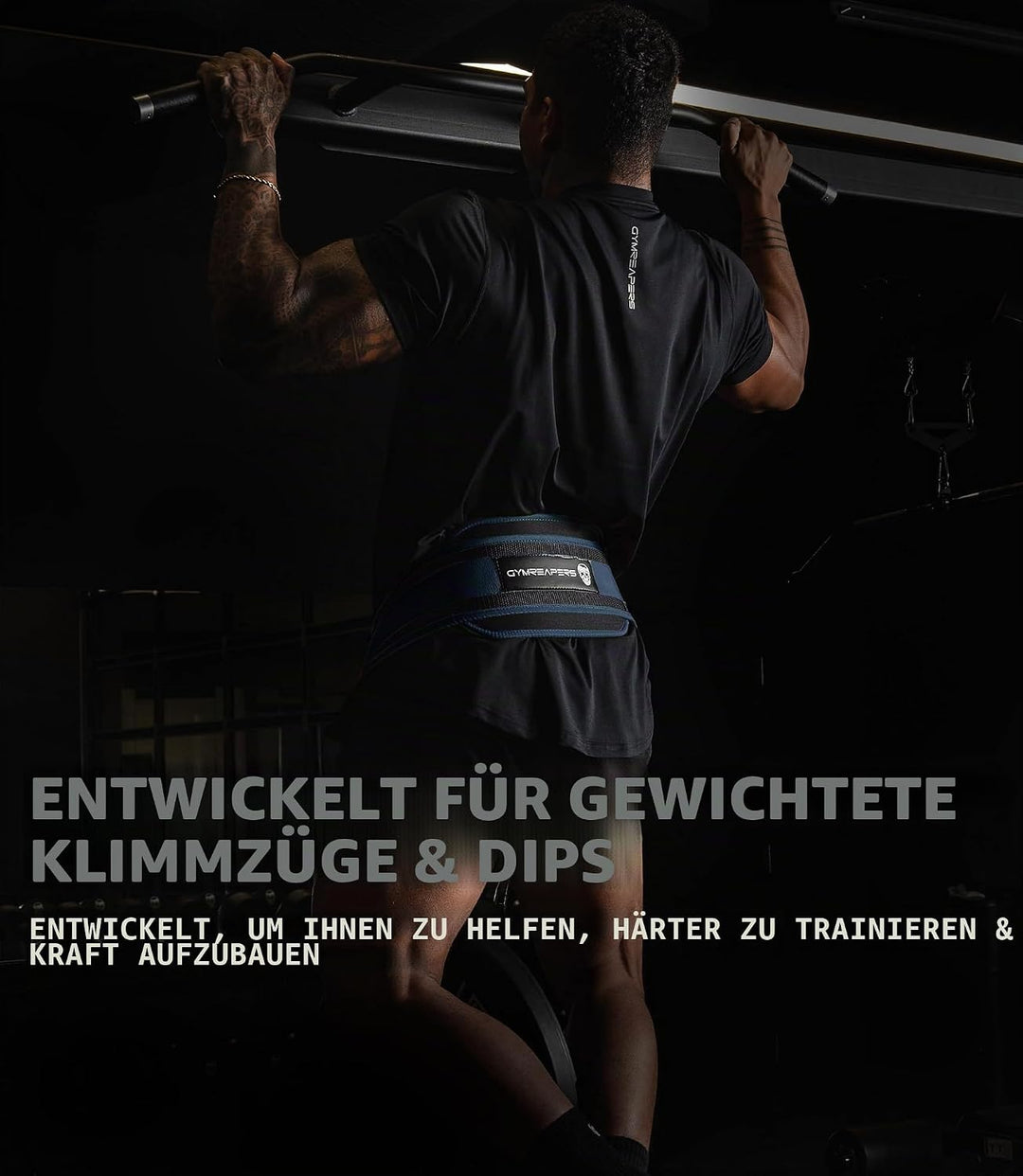 Gymreapers Dip-Gürtel mit Kette für Gewichtheben, Klimmzüge, Dips – robuste Stahlkette für zusätzlic