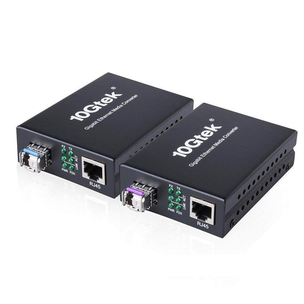 H!Fiber.com EIN Paar Bidi Gigabit Ethernet Medienkonverter, 1.25G SFP zu RJ45 Glasfaser zu Kupfer, E