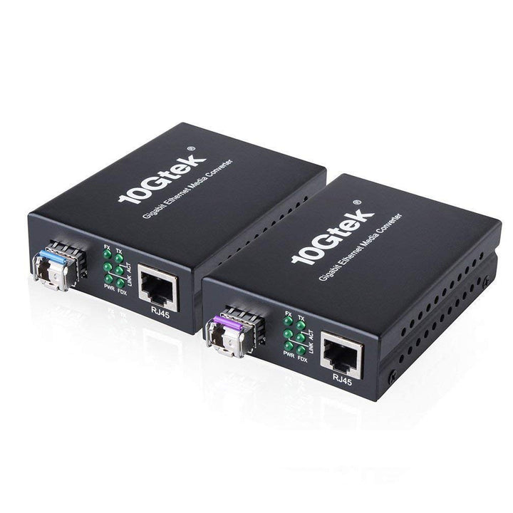 H!Fiber.com EIN Paar Bidi Gigabit Ethernet Medienkonverter, 1.25G SFP zu RJ45 Glasfaser zu Kupfer, E