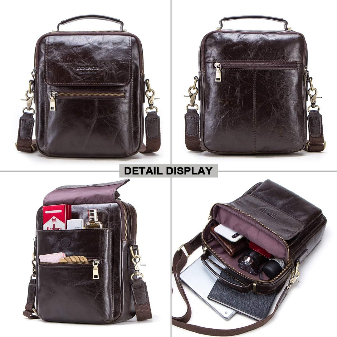 Contacts Männer Kleine Leder Messenger Bag, Echtes Leder Crossbody Tasche Schulter iPad Tasche Reise