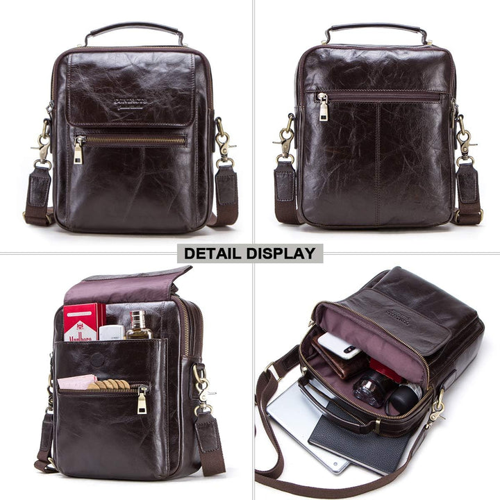 Contacts Männer Kleine Leder Messenger Bag, Echtes Leder Crossbody Tasche Schulter iPad Tasche Reise