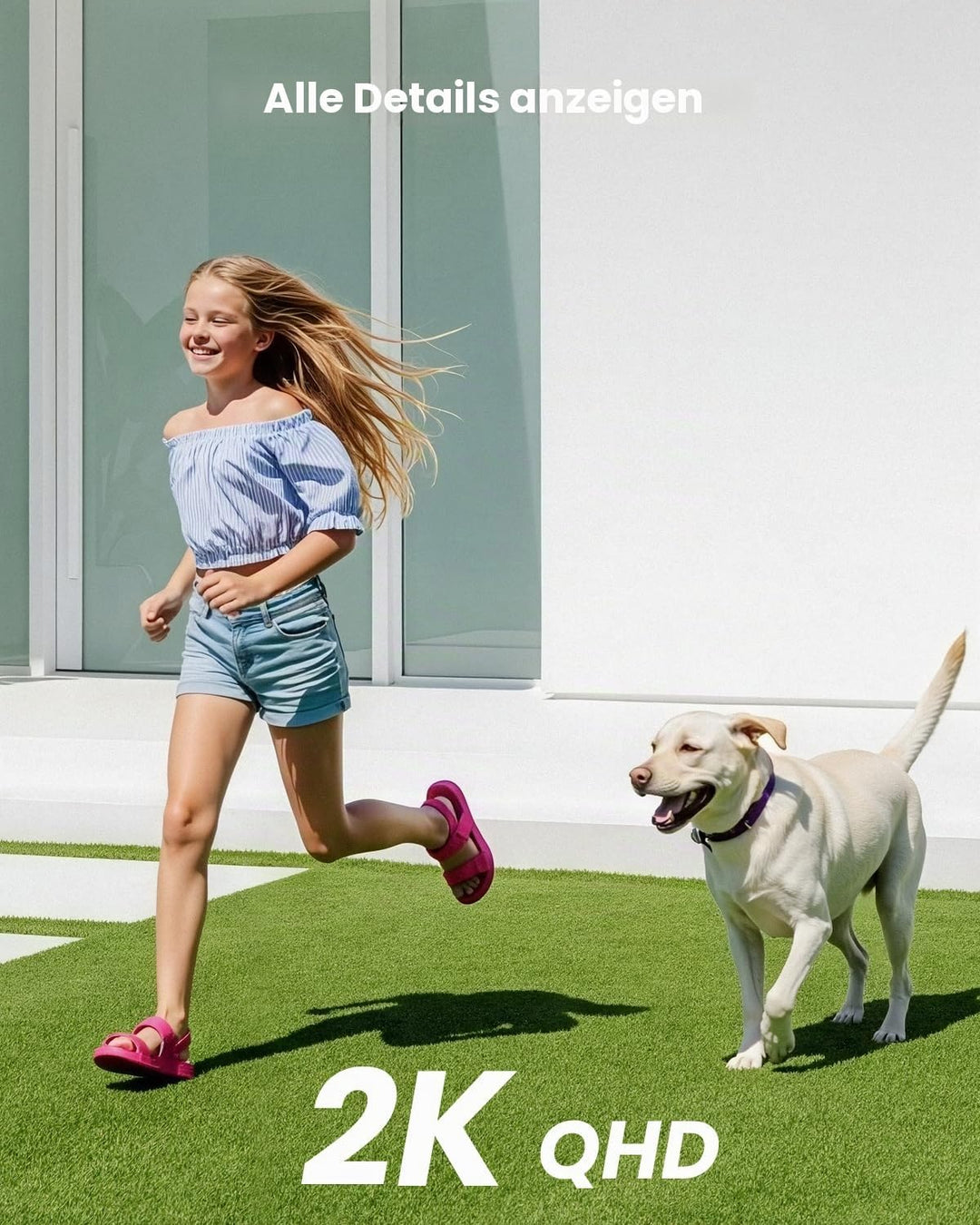 2K Überwachungskamera Aussen Solar, 2er Set, 360° PTZ WLAN | 2 Kameras für Eingang, Garten und Garag
