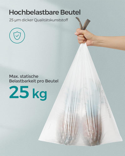 SONGMICS Müllbeutel mit Zugband, Müllsäcke für 50 Liter Mülleimer, Mülltüten für Küchenmülleimer, Co