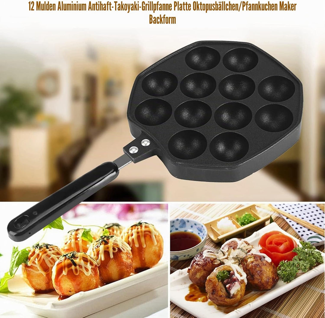 Takoyaki Grill Pan, Octopus Pfanne Antihaftbeschichtung Grillpfanne Formen DIY Ball Japanische Oktop