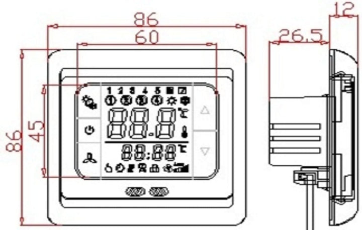 SM-PC®, Raumthermostat Thermostat programmierbar Touchscreen potentialfreier Ausgang Weisse Hintergr