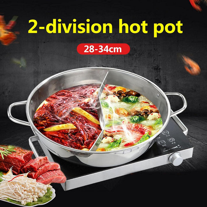 Edelstahl Hot Hotpot Mit Teiler - 2 Seiten ISuppentopf Kochtopf Chinesischer Feuertopf Edelstahltöpf