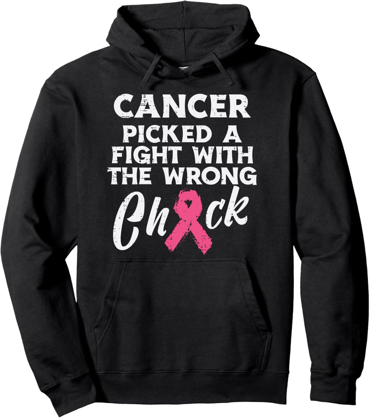 Brustkrebs Picked A Fight Wrong Chick Awareness Women Pullover Hoodie