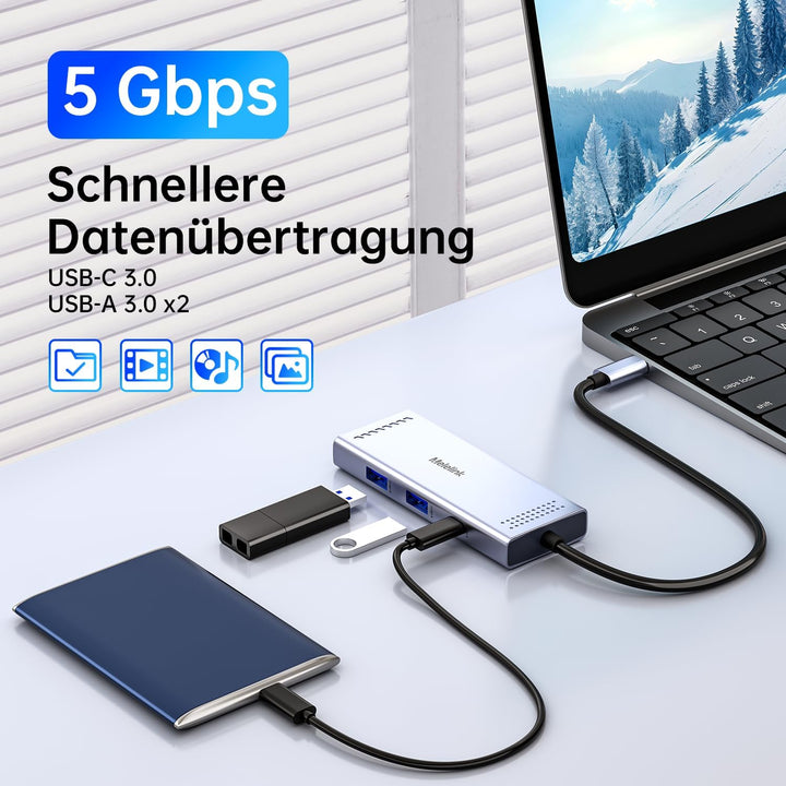 Docking Station USB C Hub Dual HDMI, Melelink USB-C auf 2 HDMI Adapter 4K @60Hz, 3*USB Ports, PD 100