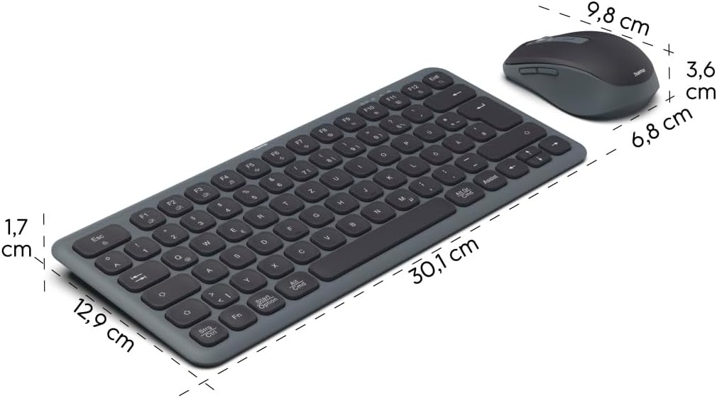 Hama Tastatur Maus Set kabellos (Multi Device Tastatur und Maus mit Bluetooth/Funk für PC, Smartphon