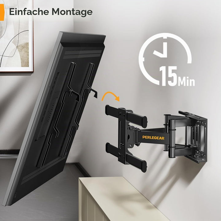 Perlegear TV Wandhalterung Schwenkbar Neigbar für 37-84 Zoll Flach &amp; Curved Fernseher, TV Halterung
