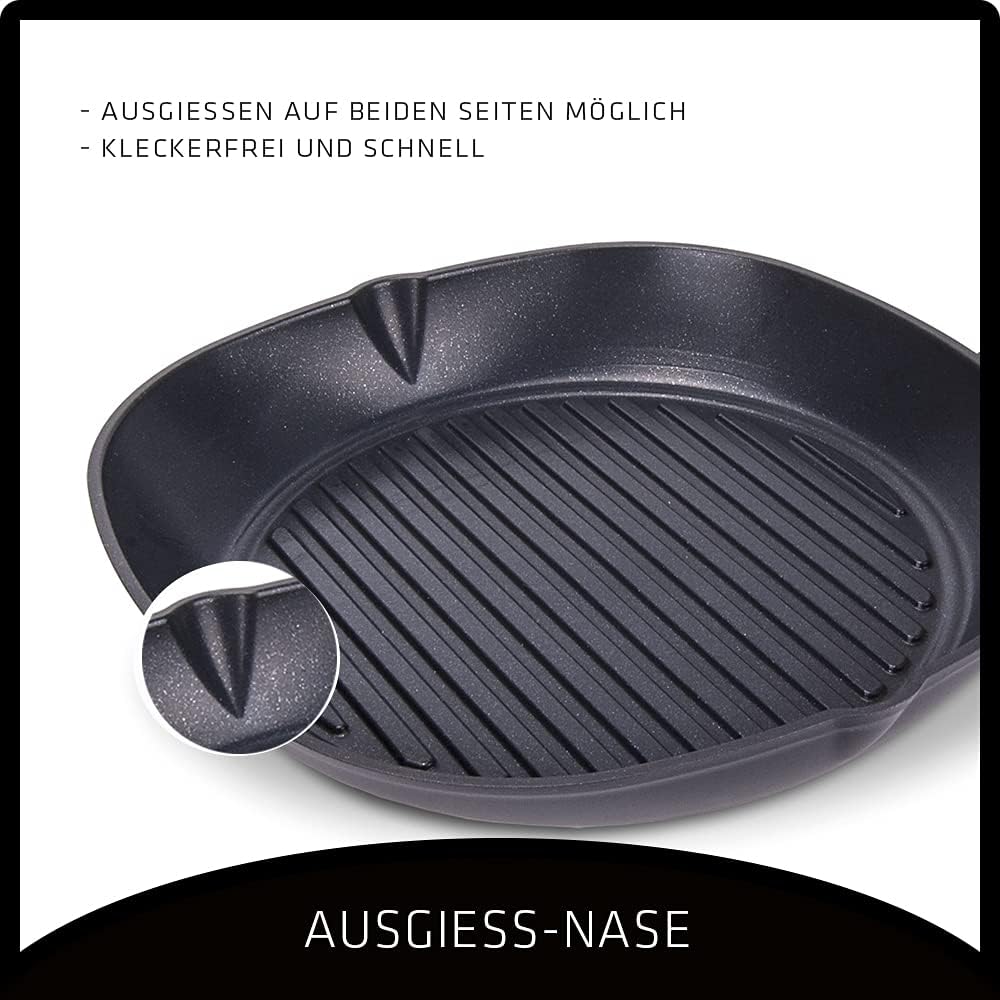 Berndes b.iron Grillpfanne 27x27 cm – langlebiges Gusseisen, hoch erhitzbar & energiesparend - für a