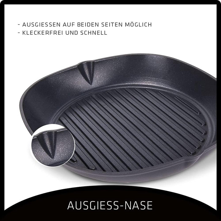 Berndes b.iron Grillpfanne 27x27 cm – langlebiges Gusseisen, hoch erhitzbar & energiesparend - für a