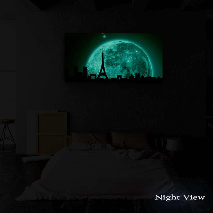 Startonight Bilder Paris Unter dem Mondschein, Leinwandbilder Moderne Kunst, Abstrakte Wanddeko Kuns