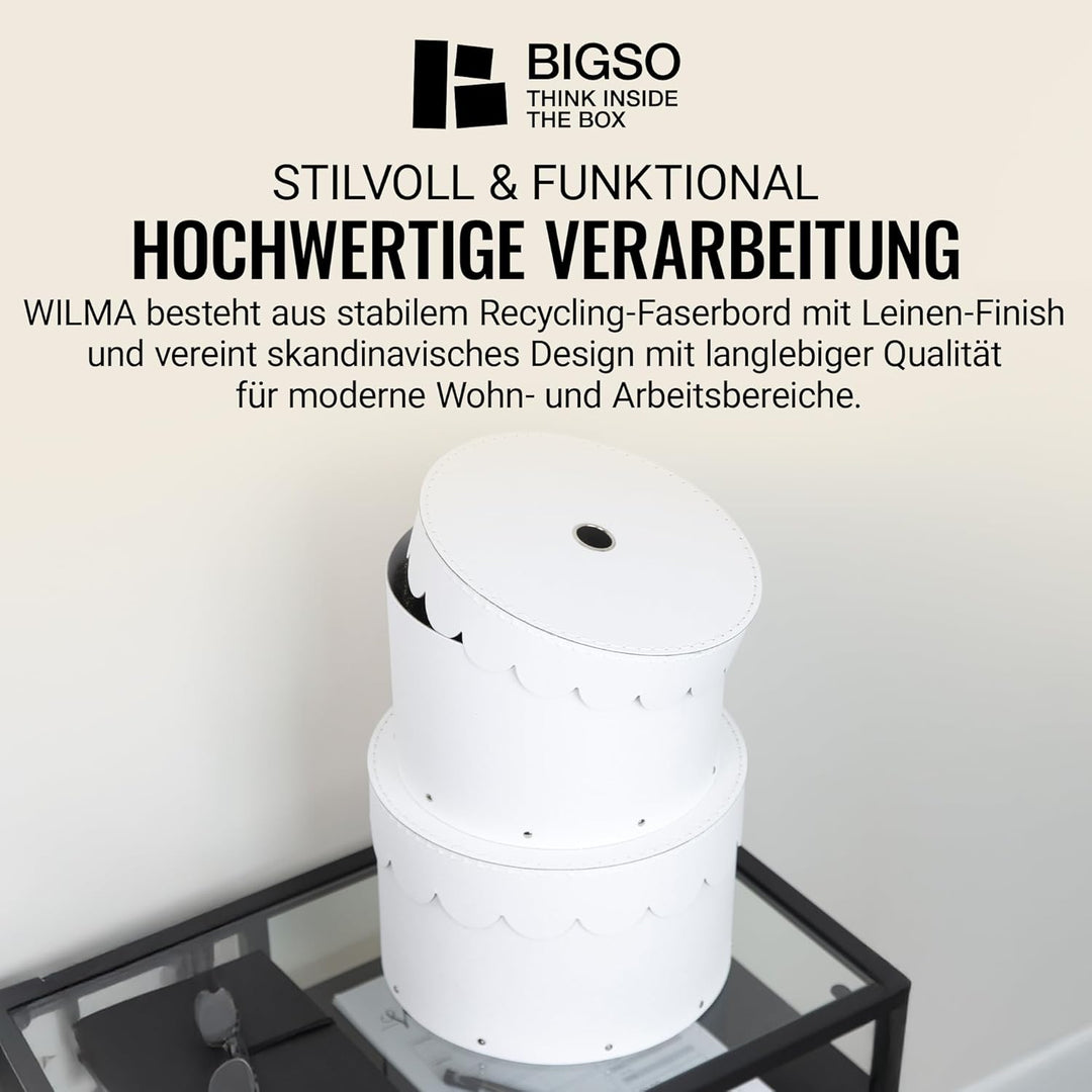 BIGSO WILMA 2er-Set runde Aufbewahrungsbox mit Deckel – Ordnungsbox mit Deckel für Kleidung, Spielze