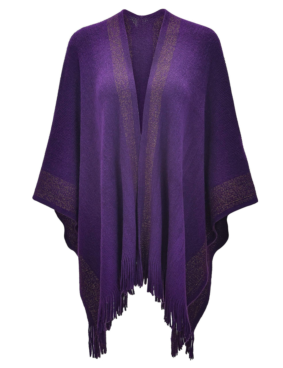 ZLYC Damen Weiche Schlichte Poncho Capes Retro Cardigans Pullover Violett, Violett