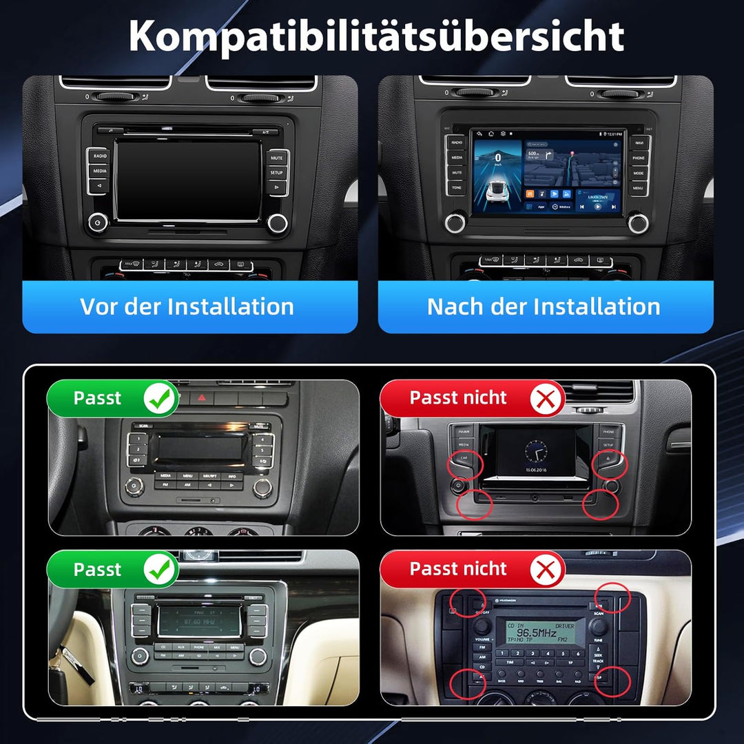 ESSGOO 4+64G Android15 Autoradio Für VW Golf 5 6 Polo Passat Seat Caddy RCD330-7zoll Auto Radio Disp