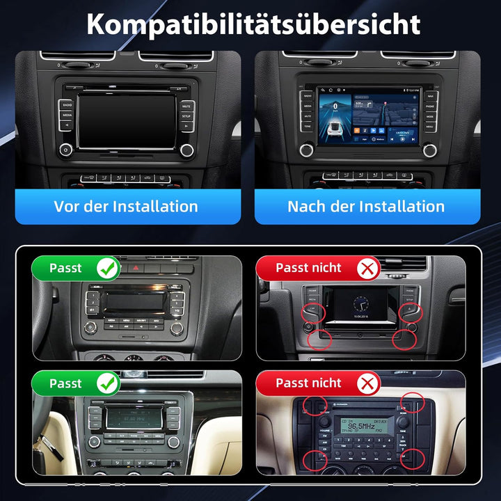ESSGOO 4+64G Android15 Autoradio Für VW Golf 5 6 Polo Passat Seat Caddy RCD330-7zoll Auto Radio Disp