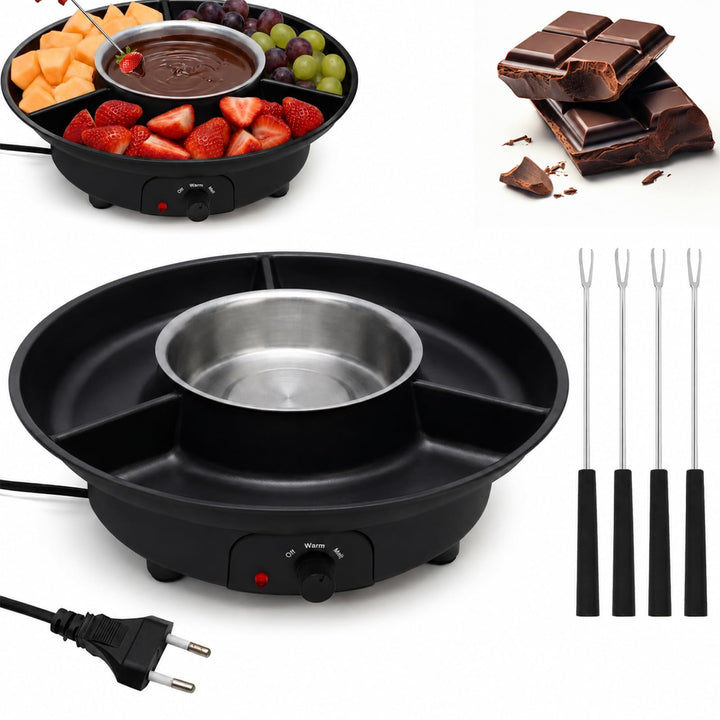 Elektrisches Schokofondue, Schokoladen Fondue mit 4 Gabeln, Temperiergerät zum Schokolade &amp; Kuvertür