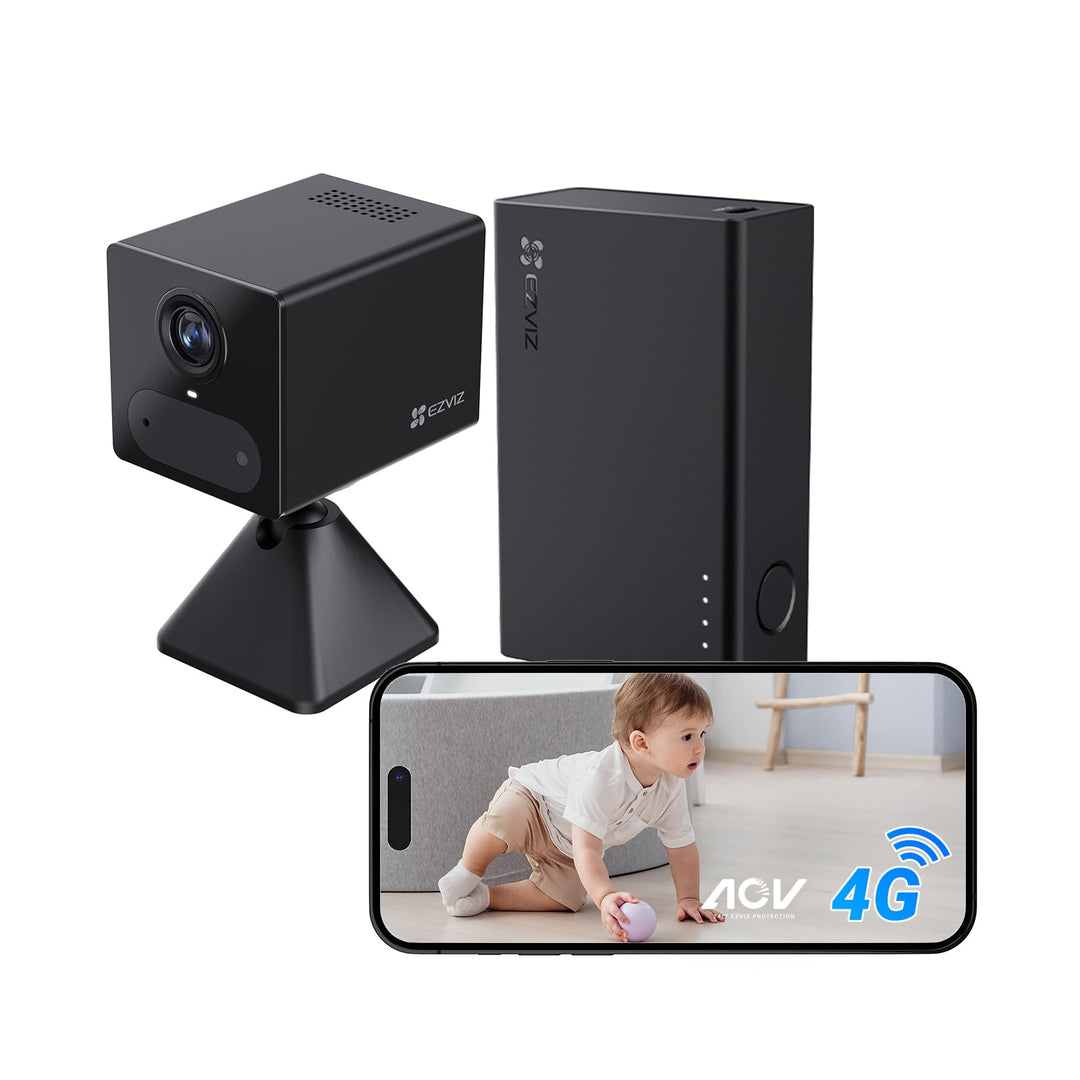 EZVIZ CB2 4G mit Power Partner 5200 mAh Akku, 4G LTE Überwachungskamera Innen, Large Standby, CB2 Ki