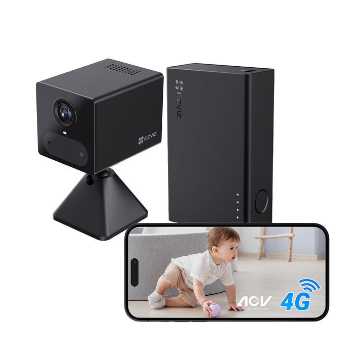 EZVIZ CB2 4G mit Power Partner 5200 mAh Akku, 4G LTE Überwachungskamera Innen, Large Standby, CB2 Ki