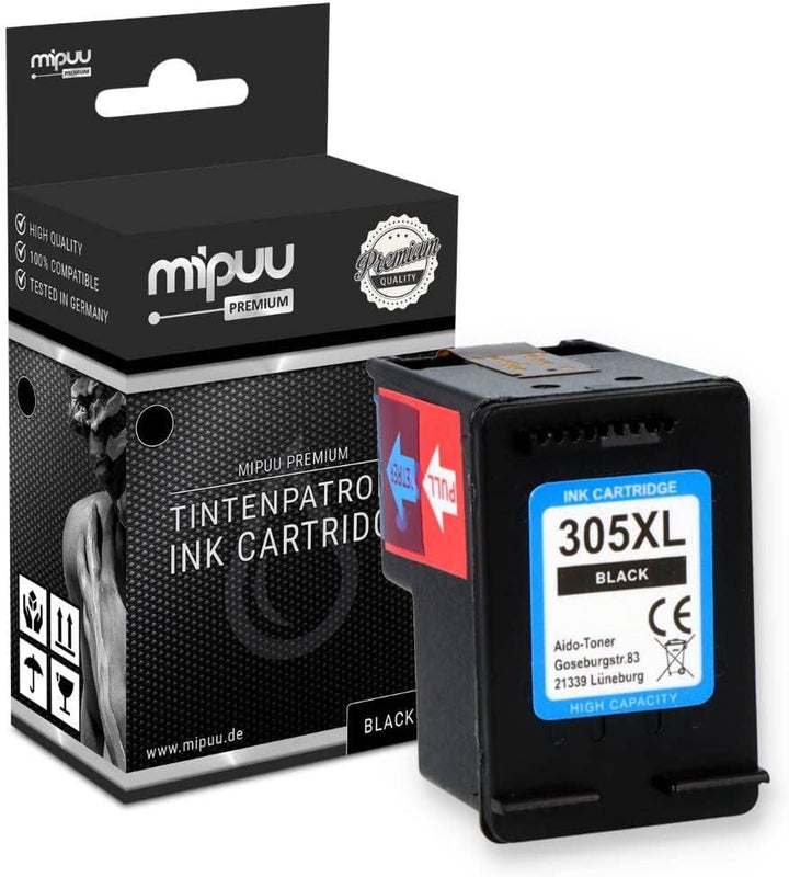 Mipuu 2 Tinten kompatibel für HP 305 XL 6ZA94AE Black Color für HP DeskJet 2700 2710 2720 2730 Plus