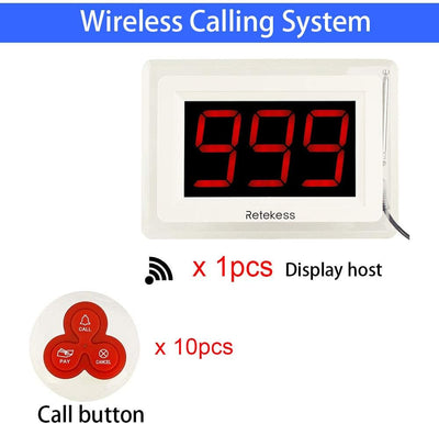 Retekess T114 Wireless Caregiver Pager, Wireless Queue Calling System mit 3 Anrufmodi und 6 Sofortst