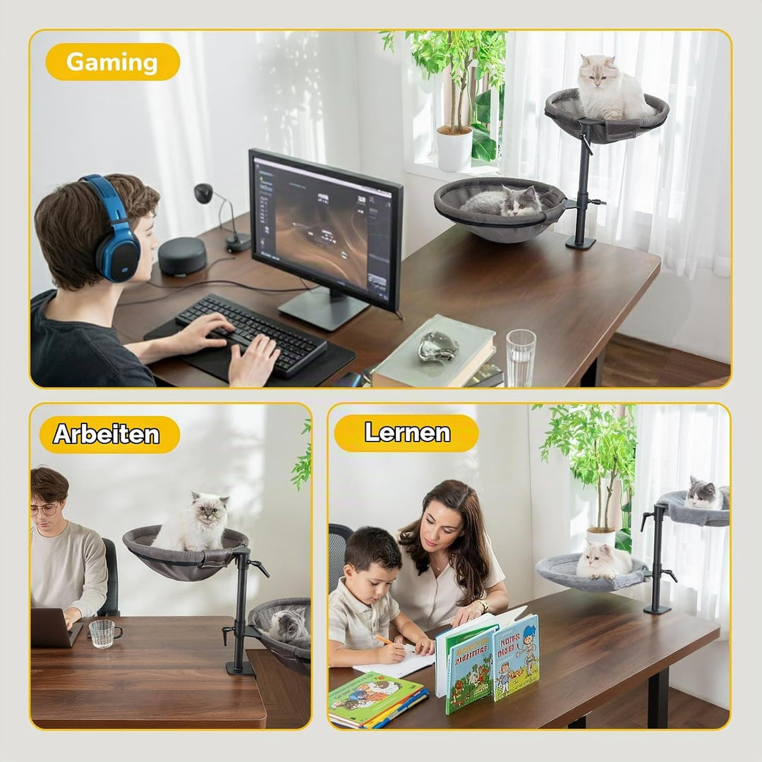 CATISM 2 Katzenbett für Schreibtisch - 360° drehbar &amp; höhenverstellbar katzenkorb, Katzenhängematte