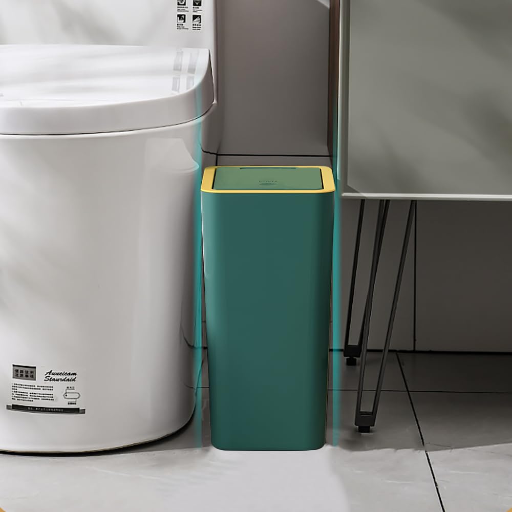 10 Liter Mülleimer Bad,Schmaler Mülleimer Küche mit Deckel,Geruchsdicht Abfalleimer Küche für Badezi